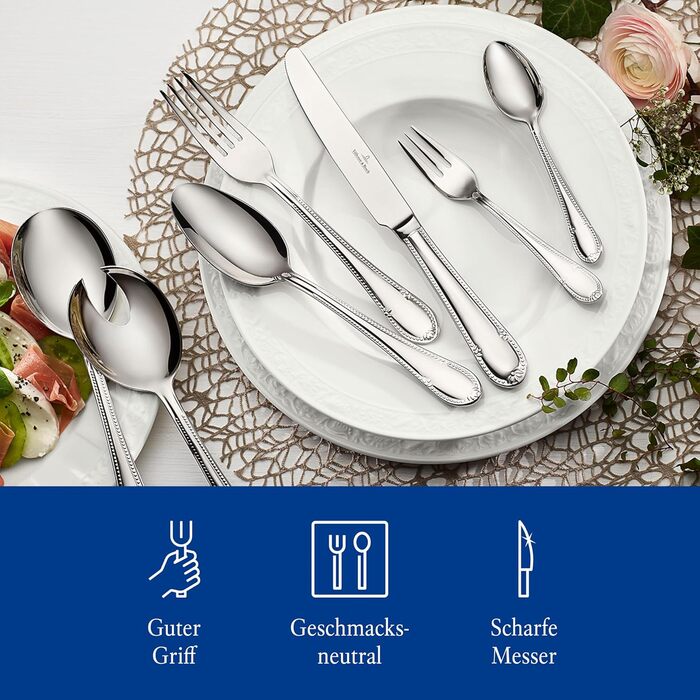 Villeroy & Boch – Mademoiselle Tableware Set, 68-Piece Cutlery Set, Dishwasher-Safe, Stainless Steel, Cutlery for 12 People, Cutlery Set for 12 People, Dinner Cutlery Set, Knives, Forks, Spoons, Stainless Steel 68-Piece. Elegant & Classic