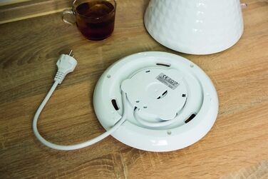 Eldom VENO Retro Electric Kettle - 1.5L Capacity, 3000W, Vintage Design with Grid Pattern, Quick Boil, Removable Scale Filter - White Deluxe