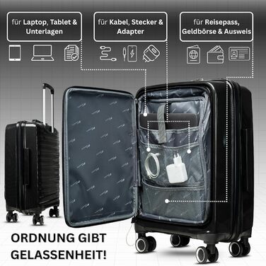 Чорний валіза-тролі 100 літрів з TSA замком - валіза з жорстким корпусом для подорожей