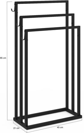 Тримач для рушників на стійці 3 яруси Dallas, метал, чорний, індустріальний дизайн