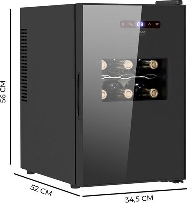 Cecotec Bolero GrandSommelier 830 CoolWood Wine Refrigerator, Thermoelectric, Quiet and High Performance, Adjustable Temperature: 8-18ºC, Touch Control Panel, Displays, Eco-friendly. (15 Bottles, Black)