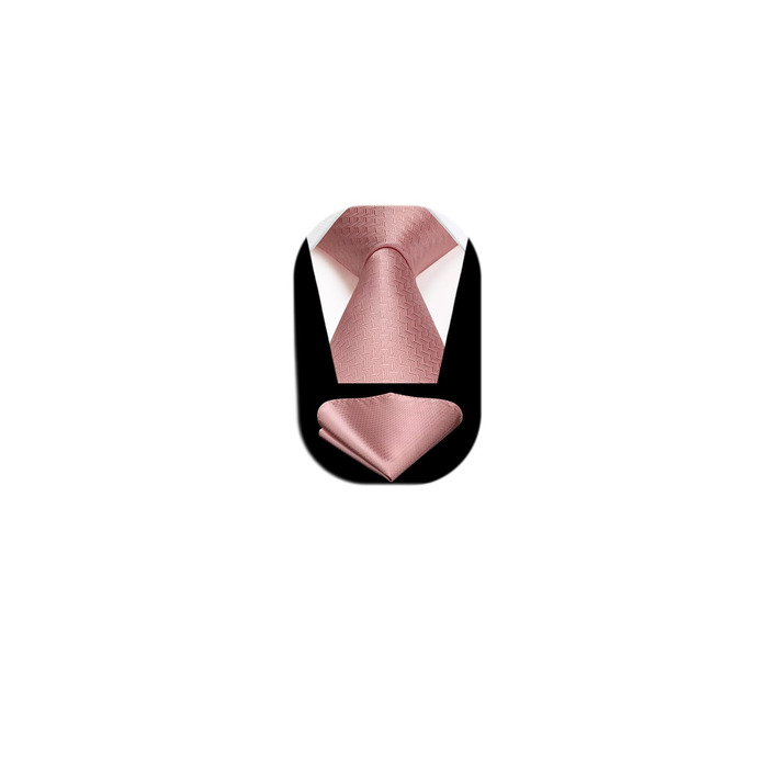 Краватка для чоловіків HISDERN з кишеньковим хустинкою в горошок, для весілля, класичний стиль, бізнес, набір краваток та хустинки, універсальний розмір (A-22 Blush Pink)