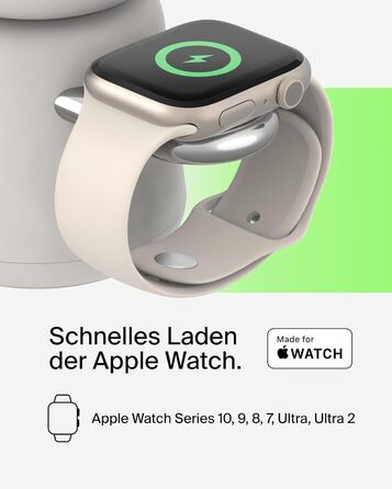 Belkin BoostCharge Pro 2-в-1: Бездротова зарядка Qi2 15W MagSafe для iPhone, Apple Watch, AirPods – Пісочний колір