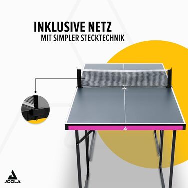 Стіл для пінг-понгу JOOLA Midsize, стіл для відпочинку, стіл для настільного тенісу з сіткою (стіл для пінг-понгу, Чорно-фіолетовий)