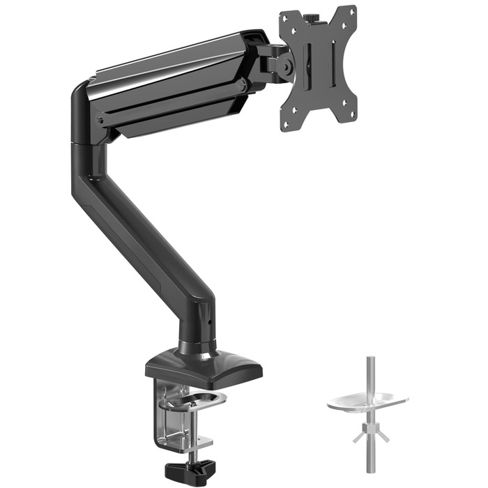 Кріплення для монітора Suptek MD01A: підходить для моніторів 13-32 дюймів, до 9 кг, газ-амортизатор, 360° оберт, регулювання висоти, нахил, VESA 75x75/100x100 мм, чорний