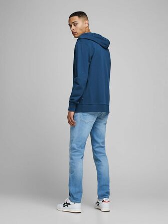 Чоловіча толстовка на блискавці з капюшоном Jack & Jones Jjeholmen Noos, синя (Insignia Blue), Regular Fit, розмір L