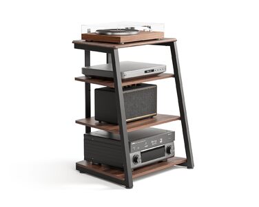 HiFi тумба FITUEYES для вінілу та аудіотехніки з полицями, 61x52x78 см - коричнева