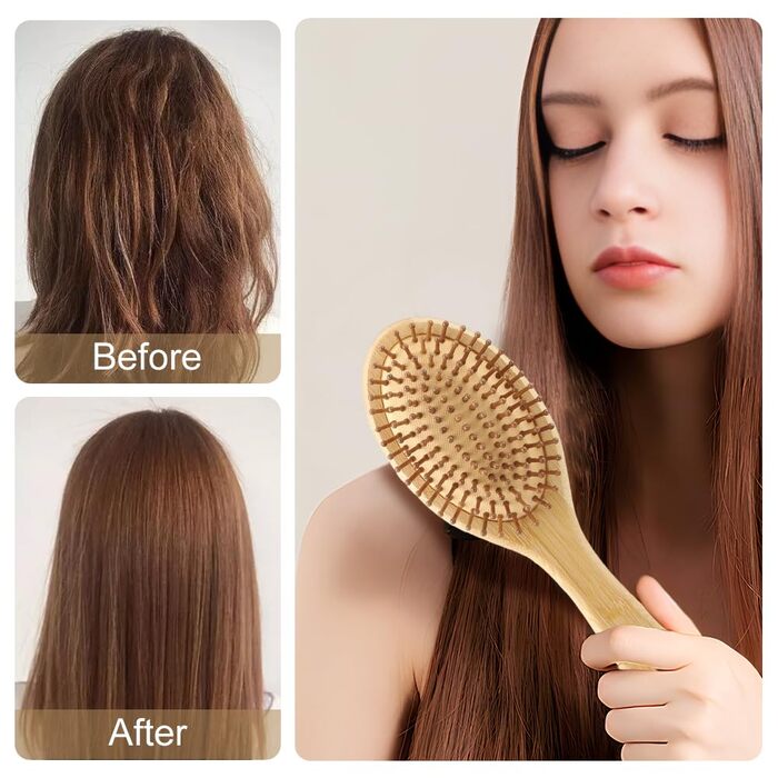 Набір дерев'яних гребінців з бамбука (3 шт.) - для чоловіків, жінок та дітей, для густого та тонкого волосся