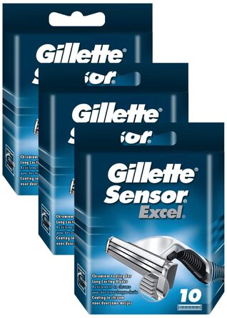 Смінні леза для чоловічих бритв Gillette Sensor Excel, 10 шт (набори по 3 шт), оригінальні