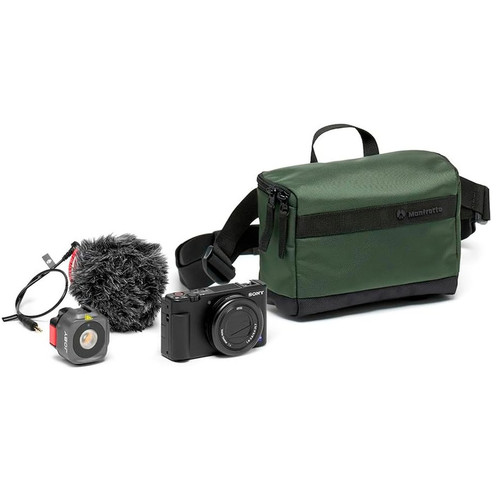 Рюкзак для фототехніки Manfrotto Street Slim, зелений, з переднім та заднім доступом, для DSLR та Mirrorless камер, з відділеннями для ноутбука та аксесуарів