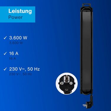 Многофункціональна мережева стрічка REV SupraGuard з вимикачем, 2.5м кабелю, захистом від перенапруги та фільтром живлення (чорно-антрацитова, 4+2 розетки)