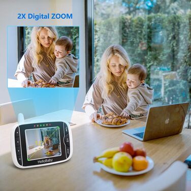 Дитячий відеоняня HelloBaby HB32 з камерою, 3.2' LCD екран, двосторонній зв'язок, нічне бачення, моніторинг температури, білий