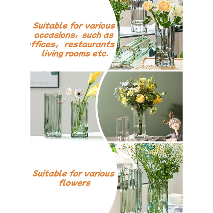 Висока скляна ваза для квітів, велика ваза-циліндр для декору столу (сіра, 12x12x30 см)