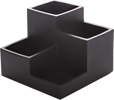 4-Compartment Multipurpose Organizer - Makeup Brush Holder for Makeup Brushes, Organizer, Toothbrush Holder, Marble, Bathroom Accessories (Matte Marble) (Matte Black)