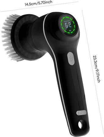 CkeyiN Electric Cleaning Brush, Cordless Grout Cleaner with 7 Replaceable Brush Heads for Bathroom, Car, and Kitchen, Handheld Power Spin Scrubber Grout Brush With LED Display, 2 Modes, Black