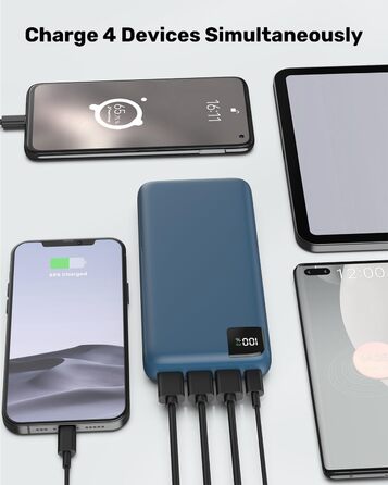 Power Bank SOARAISE 27000mAh з LED-дисплеєм: зарядний акумулятор для телефону та планшета (блакитний)