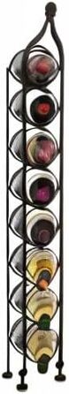 Biscottini Wrought Iron Bottle Rack 12xR12x105cm - Wine Rack with Antiqued Black Finish - Bottle Holder with 8 Bottle Spaces