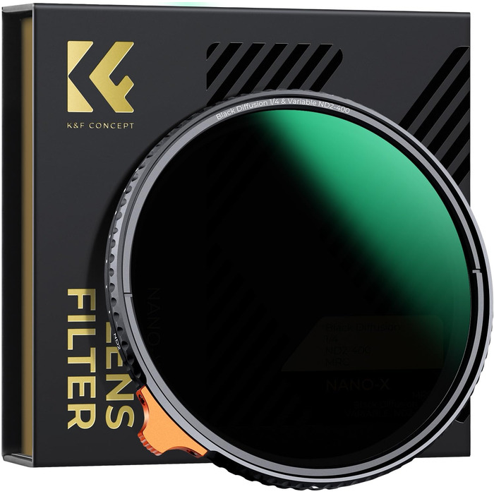 Фільтр K&F Concept 77mm Black Mist 1/4 та ND2-ND400 2-в-1 (Nano-Xcel Series)