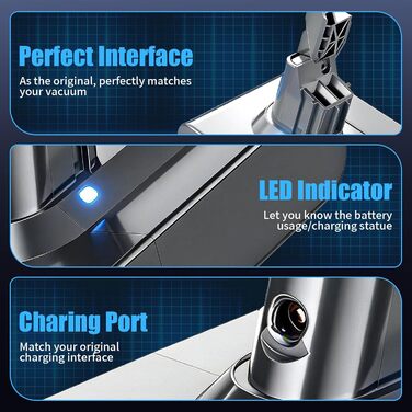 Запасний акумулятор 6000mAh для пилососів Dyson V7, AKKU (сумісний з SV12 Animal, Absolute, Motörhead, Fluffy, Total Clean)