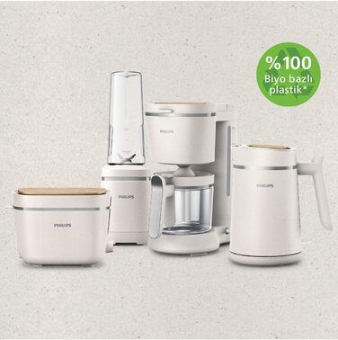Philips Toaster Eco Conscious Edition - 2 Toast Slots, 8 Levels, Bun Warmer, Defrost Function, Made from Recycled Cooking Oil, Silk White Matt (HD2640/10)