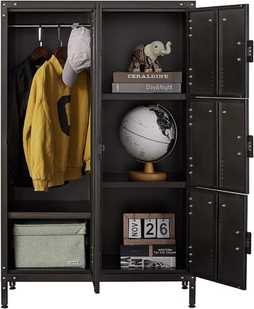 Metal Locker with Lockable Doors, Industrial Steel Cabinet for School, Home, Office, Garage, H140*W38*D46 cm (4 Doors)