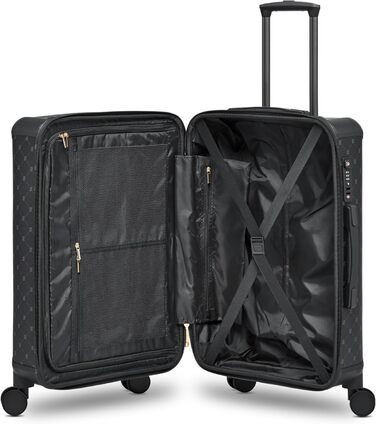 Чорний валіза середнього розміру Lazarotti Palermo (66 см) | Тріумф середній валіза-тележка 49 x 29 x 66 см | Легкий гібридний матеріал з логотипом та захистом кутів | 4 подвійні колеса та TSA-замок для жінок та чоловіків