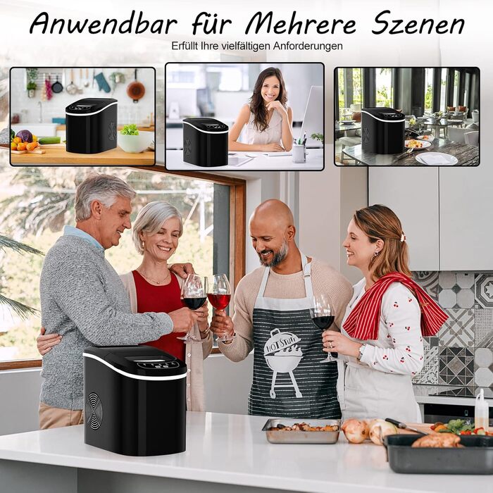 Машина для приготування льоду RELAX4LIFE - Ice Maker для дому та офісу, чорний. Швидке приготування, 2 розміри кубиків льоду, 12 кг/24 год, 2.2 л резервуар для води