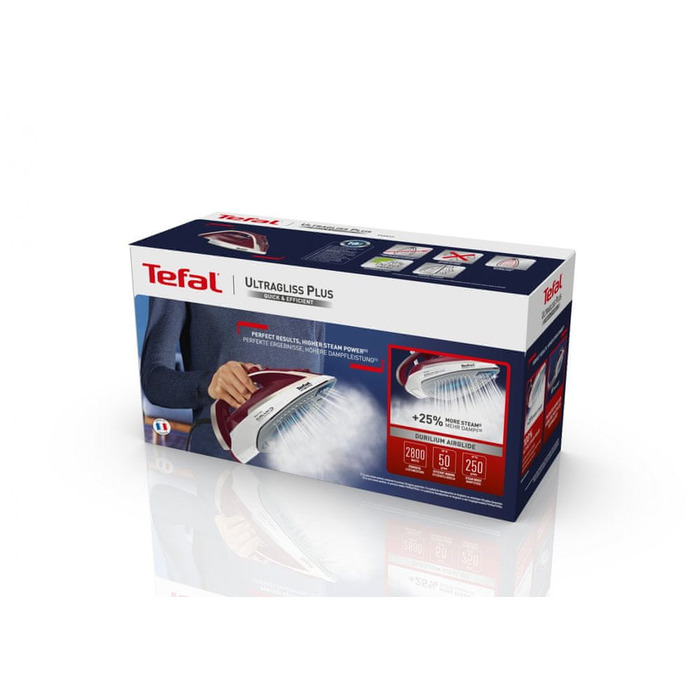 Парова праска Tefal Ultragliss Plus FV6810, 2800 Вт, підошва Durilium AirGlide, 250 г/хв