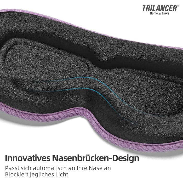 3D маска для сну Trilancer, блокує 99.99% світла, ультрам'яка, для бокового сну, медитації, подорожей (фіолетова)