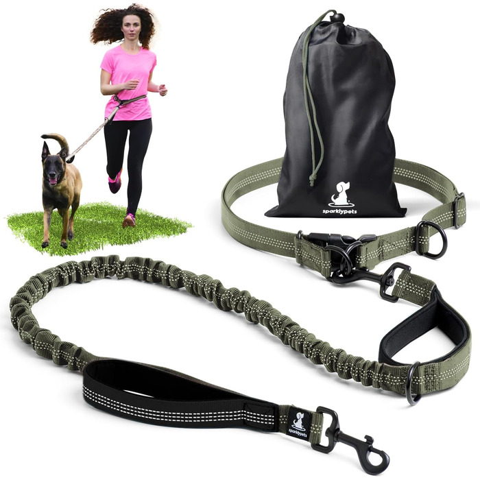 Спортивна повідкова система для собак Active Waist Leash від SparklyPets - для прогулянок без рук, для середніх та великих порід. Комплект: тримач для телефону, знімний контейнер для відходів, кишеня для ласощів та тримач для пляшки.
