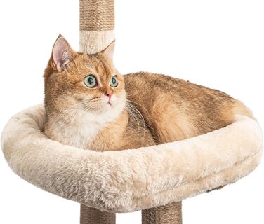 Клітка-кіт для котів Kratzbaum 145 см: Кліматичний комплекс з сизалевих стовпів, печери, платформ та лежанки для кошенят (Бежевий)