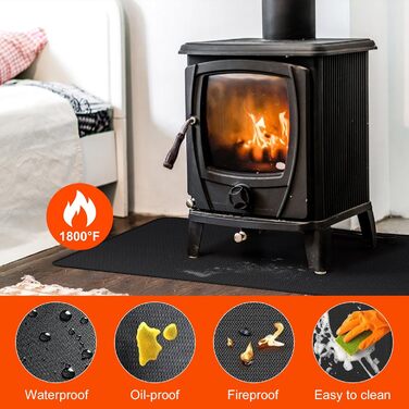 Вогнетривкий килимок підкладка 100х150 см зі скловолокна та силікону для гриля, каміна та барбекю, захисна підстилка для підлоги та газону