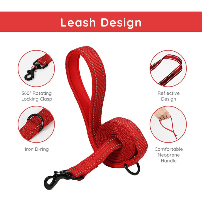 Шлейка для собак BELLA & PAL для маленьких собак з повідком, Step-in шлейка з Air Mesh, анти-тяга, світловідбиваюча, дихаюча, для цуценят, котів, червона, XS (30-35 см обхват грудей)