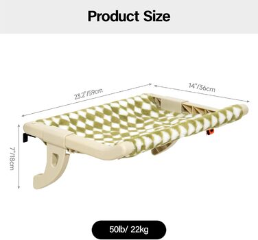 MEWOOFUN Cat Hammock Window Cat Bed Window Sill for Cats - 50x36cm Cat Bed for Radiator Cat Hammock with Soft Bed Removable Suction Cup Free Holds 18kg (Gree L)