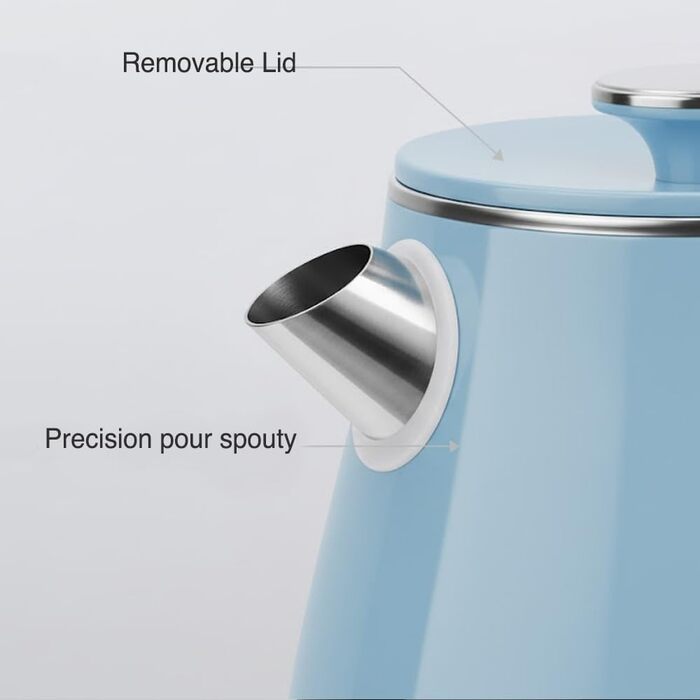 Електричний чайник MULIN Retro, 1.8 л, 2200 Вт, з поворотним підставою 360°, швидке кип'ятіння, автоматичне вимкнення (Блакитний)