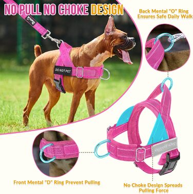 Нашийник для собак середніх та великих порід, 1,55-1,7 м, м'який з відбиваючим ефектом, регульований, антирізний, для прогулянок (M, Рожево-червоний)