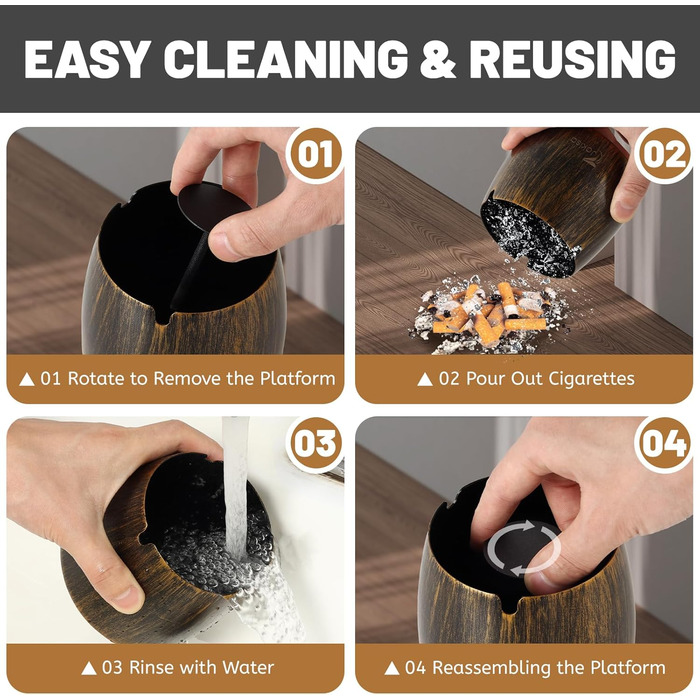 Набір ашеновічників для вулиці 2 шт., нержавіюча сталь, ретро дизайн, з кришкою, для внутрішнього та зовнішнього використання, вітрозахисний, з неслизьким дном, для саду, бару та балкону