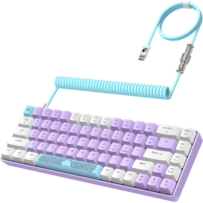 YINDIAO T8 Комплект ігрової клавіатури та миші RGB 60% + USB-C кабель, Механічна клавіатура 68 клавіш TKL, Миша з дизайном стільової клітки, до 6400DPI, для PC PS5 - Сірий (Блакитні перемикачі)