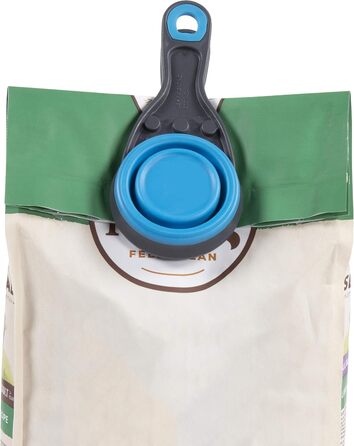 Шуфля для корму Dexas KlipScoop PW670432429, складана, для собак та котів, 2 чашки, блакитна (Pro Blue, об'єм 1/2 чашки)