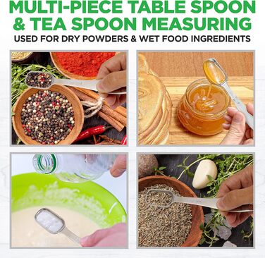 Набір мірних ложок NutriChef NCMMS6 з нержавіючої сталі, 6 шт. – для сипучих та рідких інгредієнтів, з метричною та американською мірною шкалою