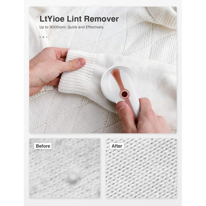 Електричний видальник для одягу Fusselschneider з кабелем, подвійним захистом, безпечним замиканням та щіткою для чищення різних тканин (Рожевий)