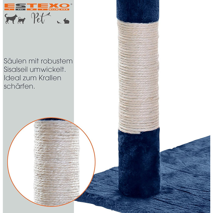 Кігтеточка для котів ESTEXO 112 см XL – ігровий комплекс, кріплення для лазіння, меблі для котів (темно-сірий)