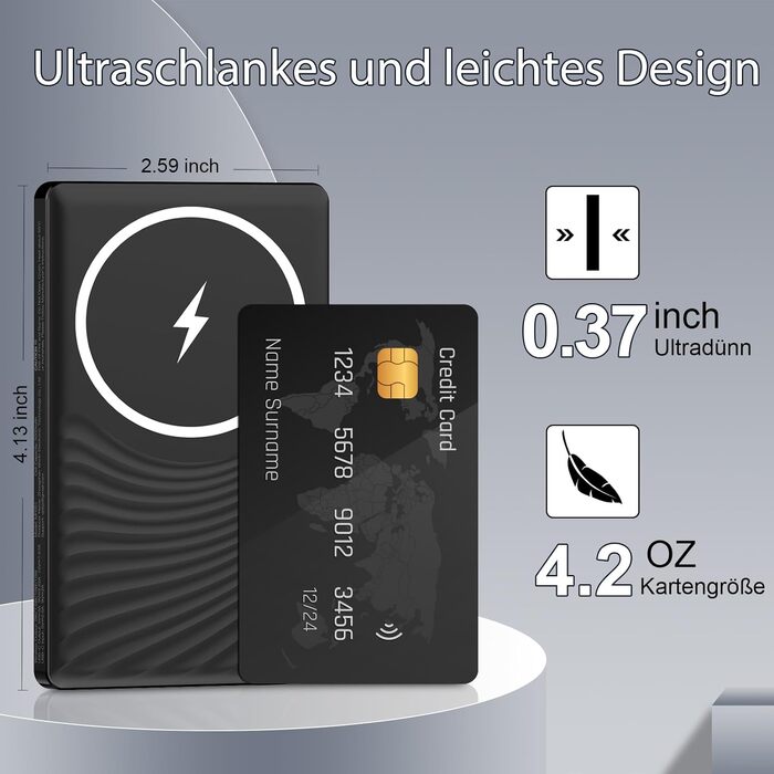 Power Bank Dbasne Магнітний 5000mAh з PD 20W та QC 3.0 для iPhone 16/15/14/13, USB-C, чорний