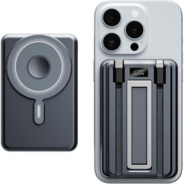 Power Bank Magsafe 10000mAh з USB-C, 20W PD, бездротова зарядка для iPhone, Apple Watch, AirPods (Чорний)