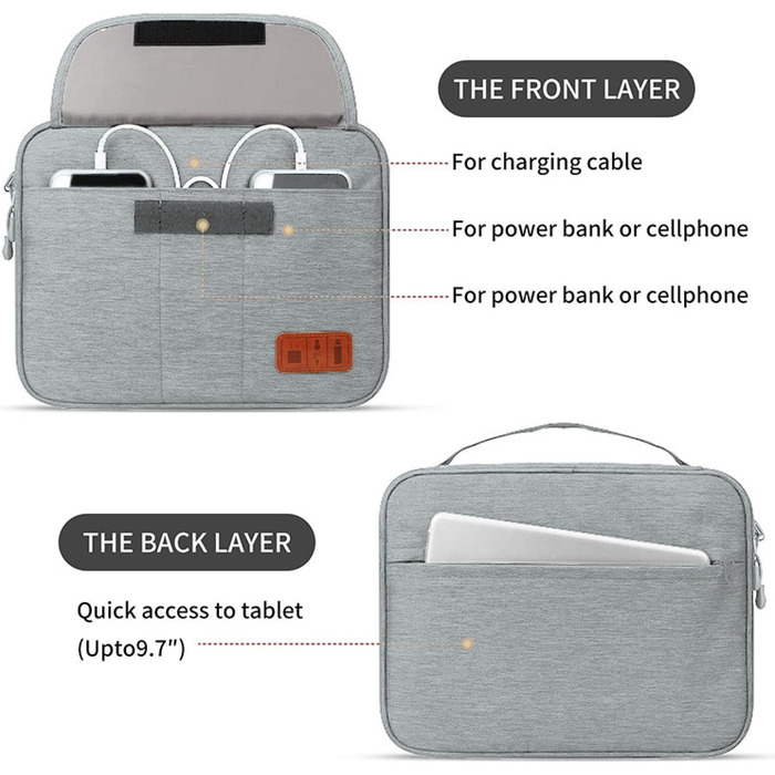 Органайзер для кабелів - сумка-організатор для аксесуарів електроніки, чохол для подорожей (28.5 x 23 x 6 см), сірий