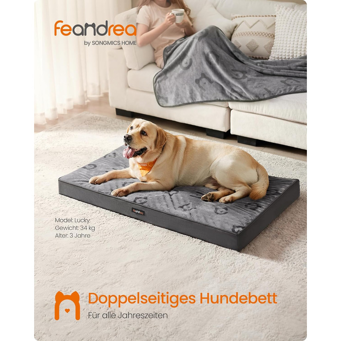 Крізь для собак Feandrea, розмір M, 76 x 51 x 8 см, водовідштовхувальний, знімний килимок, сірий, для маленьких та мініатюрних собак