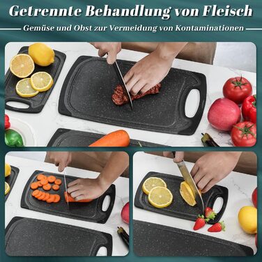 Набір дерев'яних обробних дощок Hunnycook 3 шт. з піддоном для соку, антибактеріальний, BPA-free, для миття в посудомийній машині