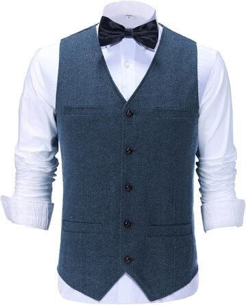 Стильний костюм-двійка для чоловіків Solovedress з вовни у рифленому стилі, жилет з V-подібним вирізом, твід, блакитний колір, ідеально підходить для весілля та друзів нареченого