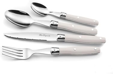 Набір столових приборів Lou Laguiole для стейків (24 шт.) | Набір для 6 осіб | Нержавіюча сталь, кремовий колір