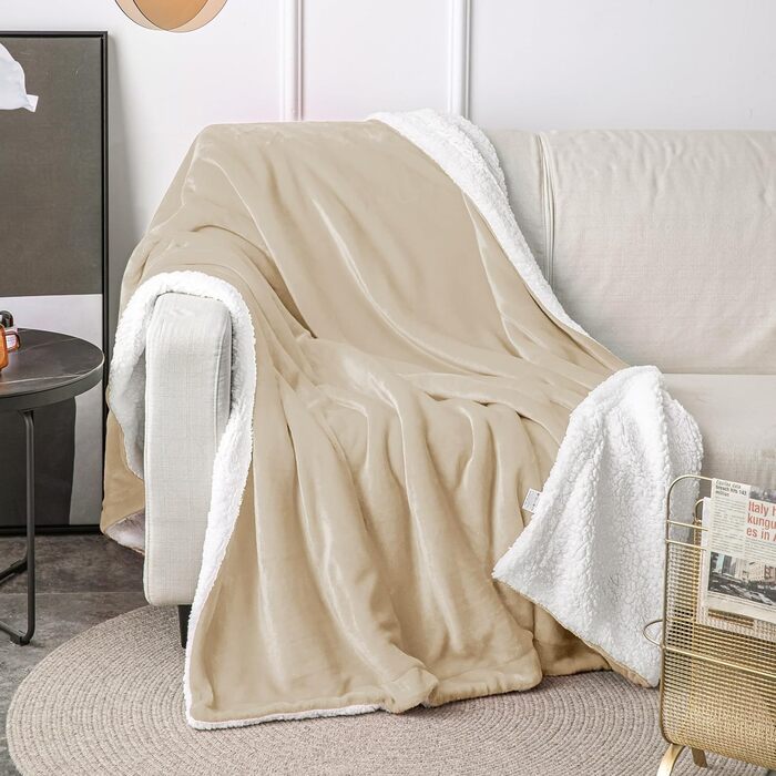 Плед Mixibaby для дому, теплий та м'який, 150 x 200 см, колір: натуральний